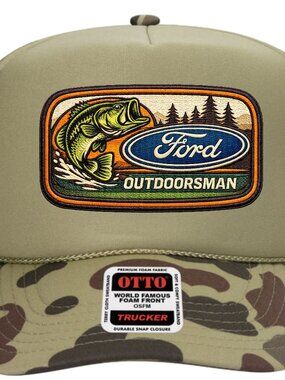 Ford Outdoorsman Faux Embroidered Patch Foam Trucker Hat Mesh Snapback